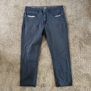 Iron Co. Jeans Mens Navy Blue Stretch Jeans 5-Pocket Pants Casual Size 36x30